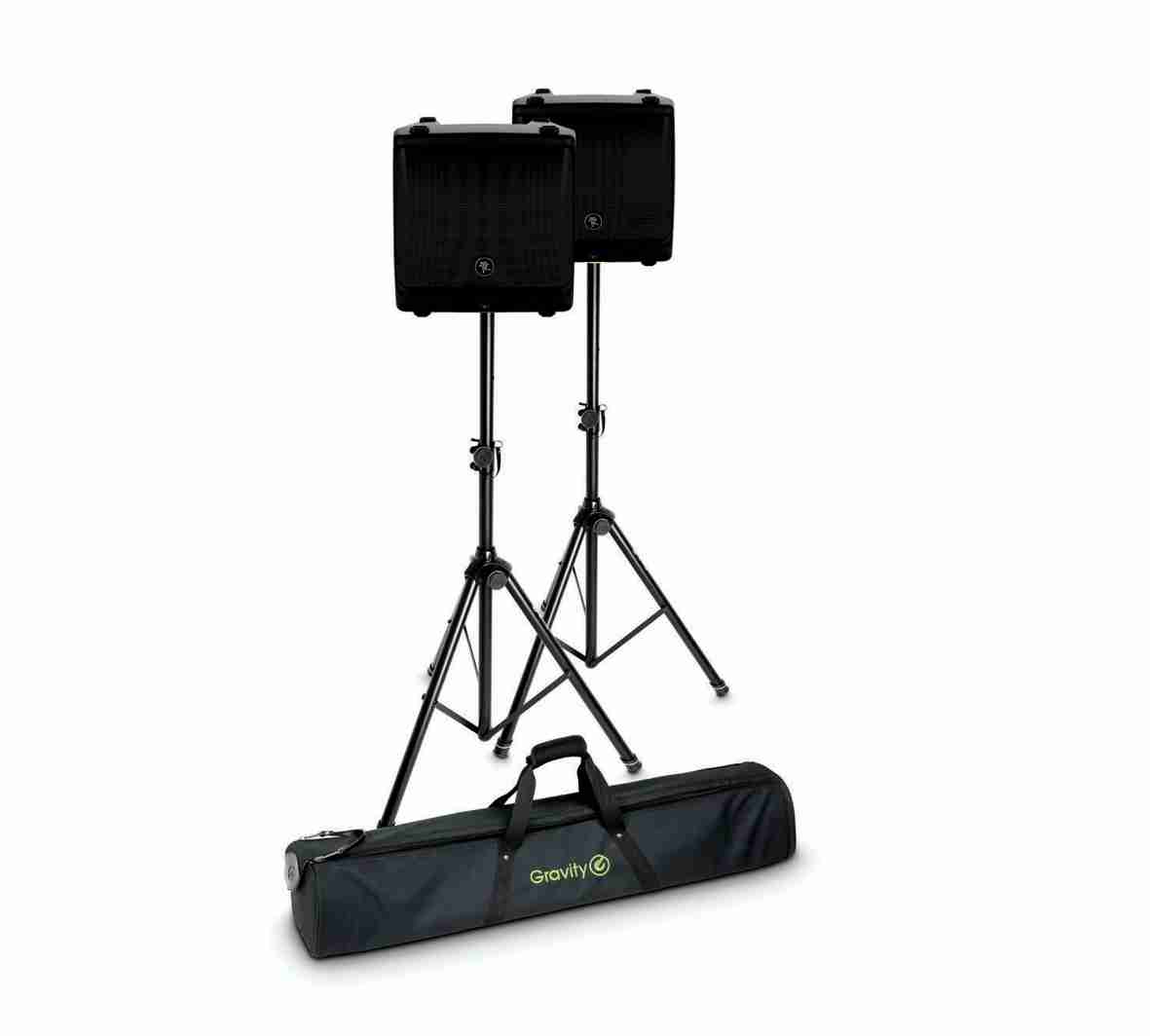 Utleie: Gjør-det-selv "Lydpakke 4", 4.000 watt, 2 stk Mackie DLM-8 høyttalere m/stativer, mikser og kabler