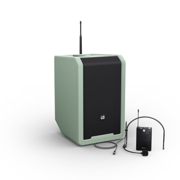 LD Systems ANNY® 8 BPH B8 mintgrønn, 8" bærbar batteridrevet høyttaler m/trådløs bøylemikrofon/lommesender, Bluetooth® og mikser