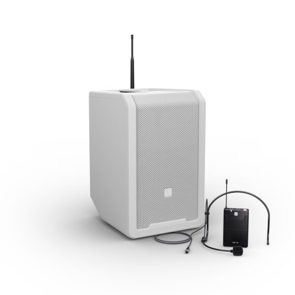 LD Systems ANNY® 8 BPH B8 hvit, 8" bærbar batteridrevet høyttaler m/trådløs bøylemikrofon/lommesender, Bluetooth® og mikser