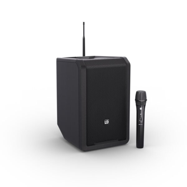 LD Systems ANNY® 8 HHD B8 sort, 8" bærbar batteridrevet høyttaler m/håndholdt trådløs mikrofon, Bluetooth® og mikser