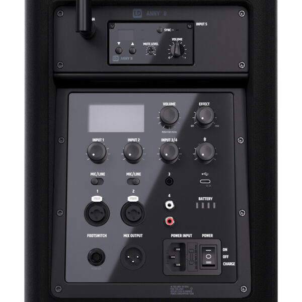 LD Systems ANNY® 8 BPH B8 sort, 8" bærbar batteridrevet høyttaler m/trådløs bøylemikrofon/lommesender, Bluetooth® og mikser - Bilde 8